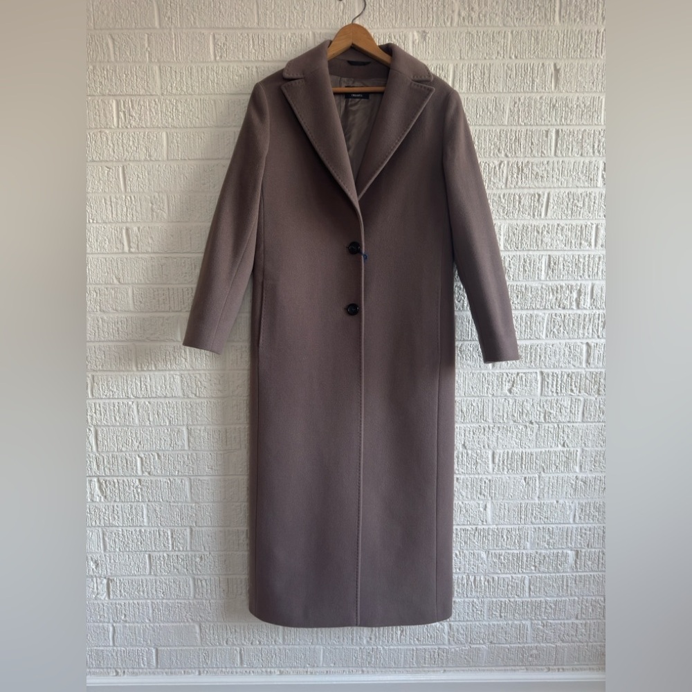 NWT Cinzia Rocca Luxury Long Wool & Cashmere Coat Size 6, Medium